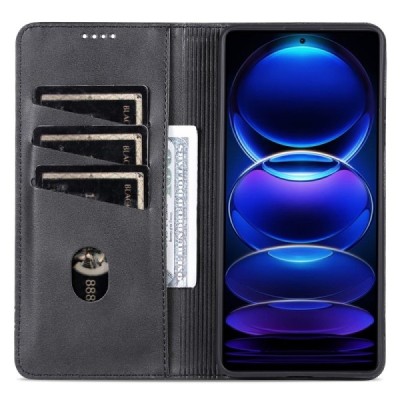 Xiaomi Redmi Note 12 Pro+ "AZNS" Retro black leather flip case - book | Priedai.lt