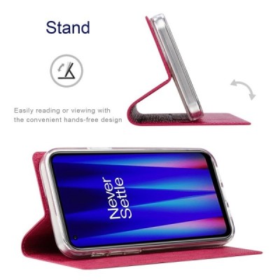 OnePlus Nord CE 2 "Vili" flip pink case. Ultra-thin, attaches to the phone instead of the back cover | Priedai.lt
