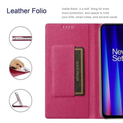 OnePlus Nord CE 2 "Vili" flip pink case. Ultra-thin, attaches to the phone instead of the back cover | Priedai.lt