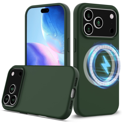 Apple iPhone 17 Pro Max "Shell" MagSafe Hard Silicone TPU Dark green Case Cover - Back | Priedai.lt
