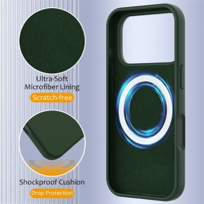 Apple iPhone 17 Pro Max "Shell" MagSafe Hard Silicone TPU Dark green Case Cover - Back | Priedai.lt