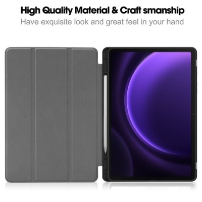 Samsung Galaxy Tab S9 11" / S9 FE 5G / S10 FE / S10 Lite flip black leather case - book with stylus slot | Priedai.lt
