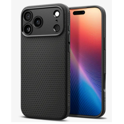 "Spigen" Liquid Air Apple iPhone 17 Pro Black Hard Silicone Case Cover - Back | Priedai.lt
