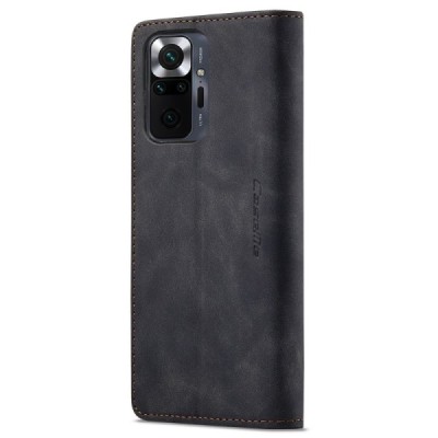 Xiaomi Redmi Note 10 Pro CaseMe Retro Solid Flip Case Book - Black | Priedai.lt