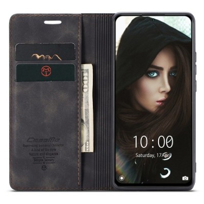 Xiaomi Redmi Note 10 Pro CaseMe Retro Solid Flip Case Book - Black | Priedai.lt