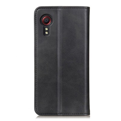 Samsung Galaxy Xcover 5 "Split" black leather flip case - book | Priedai.lt