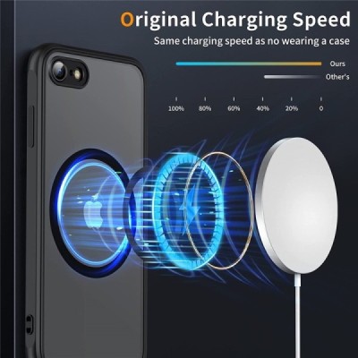 Apple iPhone 7 (iPhone 8, SE 2020) "Mofan" MagSafe Hard Silicone TPU Matte Case Cover - Black | Priedai.lt