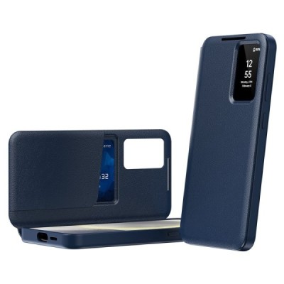 Samsung Galaxy S22 Ultra "Qing" Smart View Solid Flip Case - dark blue | Priedai.lt