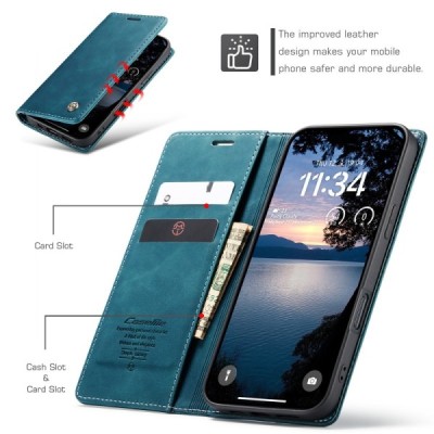 Apple iPhone 17 Pro CaseMe Retro Solid Flip Case Book - Green | Priedai.lt