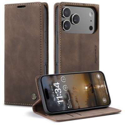 Apple iPhone 17 Pro CaseMe Retro Solid Flip Case Book - Brown | Priedai.lt