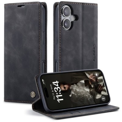 Apple iPhone 17 CaseMe Retro Solid Flip Case Book - Black | Priedai.lt