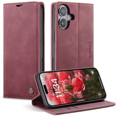 Apple iPhone 17 CaseMe Retro Solid Flip Case Book - Burgundy | Priedai.lt
