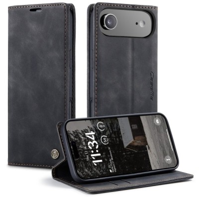 Apple iPhone Air CaseMe Retro Solid Flip Case Book - Black | Priedai.lt
