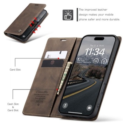Apple iPhone Air CaseMe Retro Solid Flip Case Book - Brown | Priedai.lt