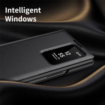 Samsung Galaxy Fold7 "Qing" Smart View Solid Flip Case - Black | Priedai.lt