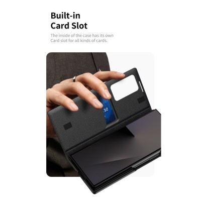 Samsung Galaxy Fold7 "Qing" Smart View Solid Flip Case - Black | Priedai.lt