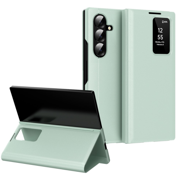 "Qing" Smart View Solid Flip Case - Green (Galaxy Fold7)