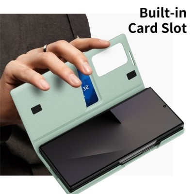 Samsung Galaxy Fold7 "Qing" Smart View Solid Flip Case - Green | Priedai.lt