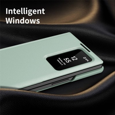 Samsung Galaxy Fold7 "Qing" Smart View Solid Flip Case - Green | Priedai.lt
