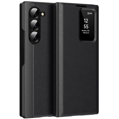 Samsung Galaxy Fold5 "Qing" Smart View Solid Flip Case - Black | Priedai.lt