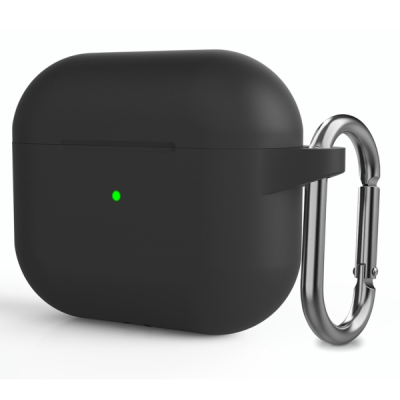"Carabiner" Apple AirPods 3 silicone black earphone case | Priedai.LT