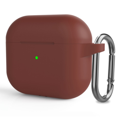 "Carabiner" Apple AirPods 3 silicone Burgundy earphone case | Priedai.LT
