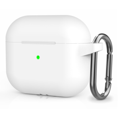 "Carabiner" Apple AirPods 3 silicone white earphone case | Priedai.LT