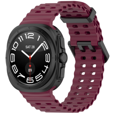 Samsung Galaxy Watch Ultra 47mm hard silicone (TPU) burgundy bracelet | Priedai.lt