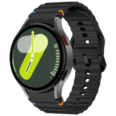 "KALEBOL" Samsung Galaxy Watch7 44mm 40mm / Watch FE 40mm hard silicone (TPU) black bracelet | Priedai.lt