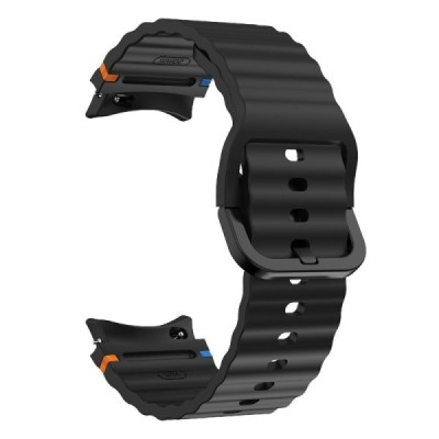 "KALEBOL" Samsung Galaxy Watch7 44mm 40mm / Watch FE 40mm hard silicone (TPU) black bracelet | Priedai.lt