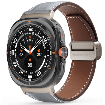 "DUX DUCIS" Leather smartwatch Samsung Galaxy Watch Ultra 47mm leather Gray strap | Priedai.lt
