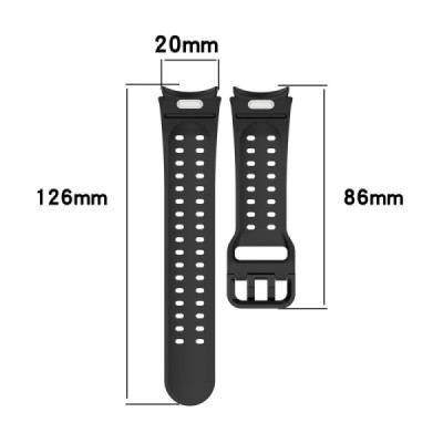 Samsung Galaxy Watch7 44mm / FE 40mm hard silicone (TPU) black bracelet | Priedai.lt