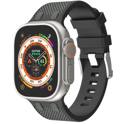 Apple Watch Ultra 3 2 1 49mm / Series 11 10 46mm / 9 8 7 45mm / SE3 SE2 SE 6 5 4 44mm / 3 2 1 42mm hard silicone (TPU) black bra
