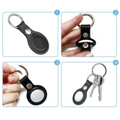Apple AirTag "Leather" black item finder case | Priedai.LT
