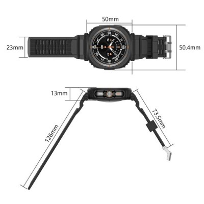 "Biaoge" Samsung Galaxy Watch Ultra 47mm hard silicone (TPU) black bracelet | Priedai.lt