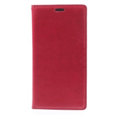 Nokia Lumia 730 (735) atverčiamas raudonas odinis dėklas - piniginė / Priedai.lt