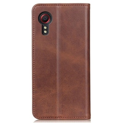 Samsung Galaxy Xcover 7 (G556B) "Split" brown leather flip case - book | Priedai.lt
