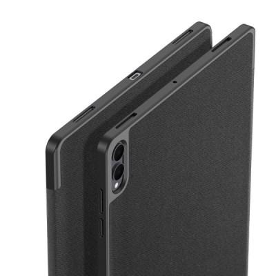 Samsung Galaxy Tab S11 Ultra "Dux Ducis" Domo flip black leather case - book with stylus slot | Priedai.lt