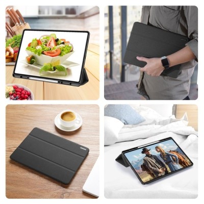 Samsung Galaxy Tab S11 Ultra "Dux Ducis" Domo flip black leather case - book with stylus slot | Priedai.lt