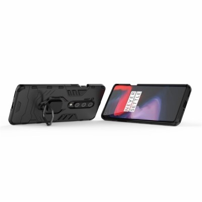 Enhanced protections "Kickstand" OnePlus 8 Pro black hard silicone (TPU) and plastic case | Priedai.lt