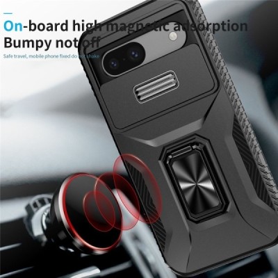 Enhanced protections "Kickstand" Google Pixel 8a black hard silicone (TPU) and plastic case | Priedai.lt