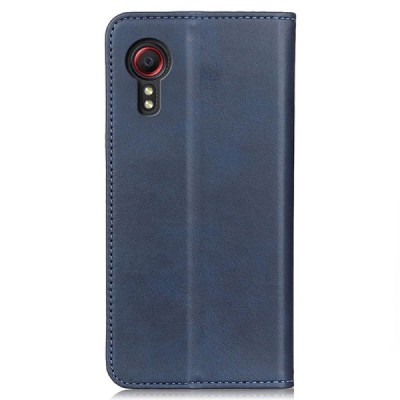 Samsung Galaxy Xcover 7 "Split" blue leather flip case - book | Priedai.lt
