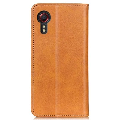 Samsung Galaxy Xcover 7 "Split" light brown leather flip case - book | Priedai.lt