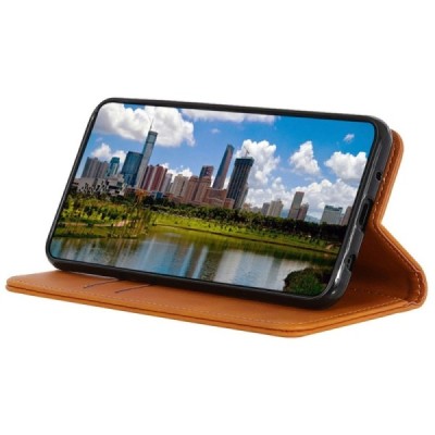 Samsung Galaxy Xcover 7 "Split" light brown leather flip case - book | Priedai.lt