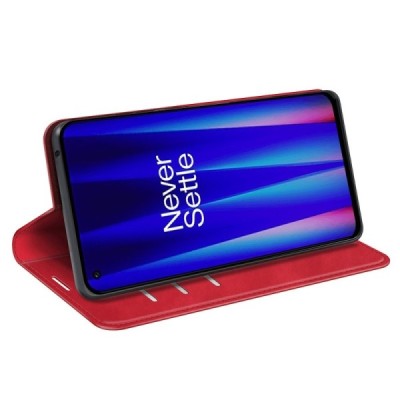 OnePlus Nord CE 2 "Retro" red leather flip case - book | Priedai.lt