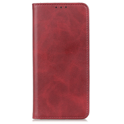 OnePlus 15 "Split" red leather flip case - book | Priedai.lt