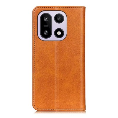 OnePlus 15 "Split" light brown leather flip case - book | Priedai.lt