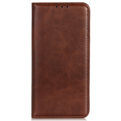 OnePlus 15 "Split" brown leather flip case - book | Priedai.lt