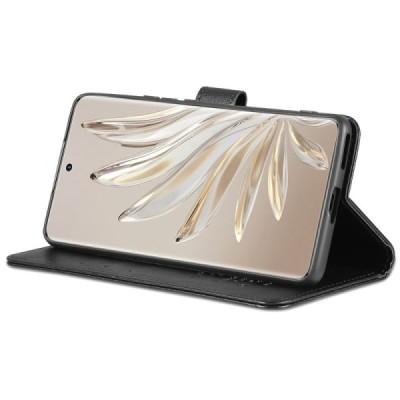 Huawei Honor 70 "AZNS" Retro black leather flip case - book | Priedai.lt