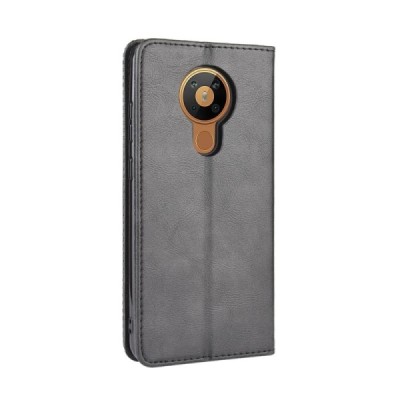 Nokia 5.3 Vintage black leather flip case - booklet with magnet | Priedai.lt